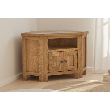 Salisbury Waxed Premium Oak Corner Tv Unit Salisbury Waxed Premium Oak Corner Tv Unit