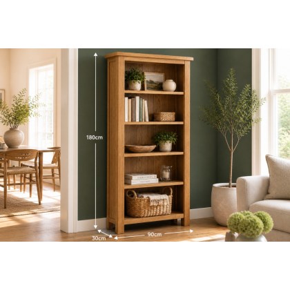 Salisbury Waxed Premium Oak Large Bookcase - Self Assembly Salisbury Waxed Premium Oak Large Bookcase - Self Assembly