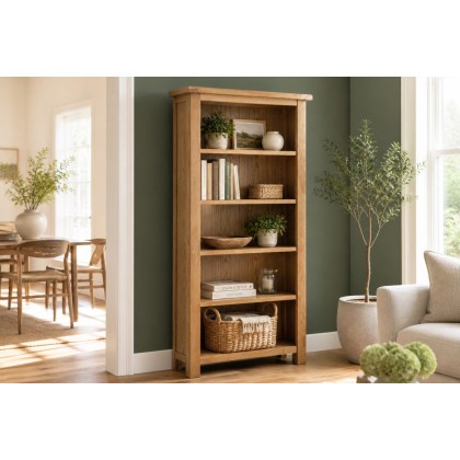 Salisbury Waxed Premium Oak Large Bookcase - Self Assembly Salisbury Waxed Premium Oak Large Bookcase - Self Assembly