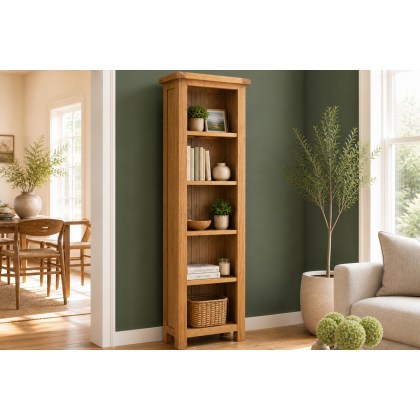 Salisbury Waxed Premium Oak Slim Bookcase - Self Assembly Salisbury Waxed Premium Oak Slim Bookcase - Self Assembly