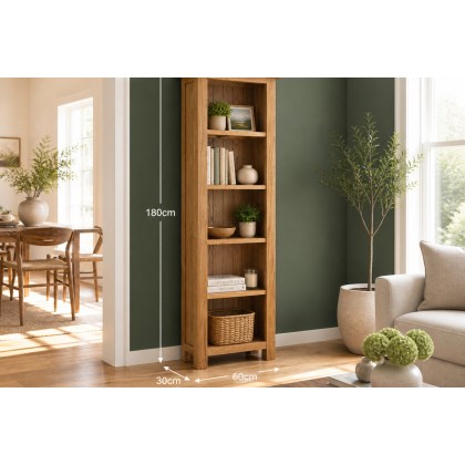 Salisbury Waxed Premium Oak Slim Bookcase - Self Assembly Salisbury Waxed Premium Oak Slim Bookcase - Self Assembly