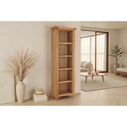 Salisbury Waxed Premium Oak Slim Bookcase - Self Assembly Salisbury Waxed Premium Oak Slim Bookcase - Self Assembly
