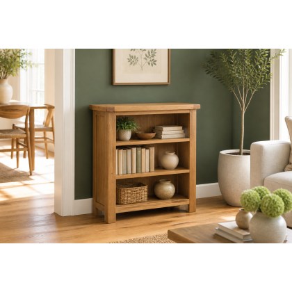 Salisbury Waxed Premium Oak Low Bookcase - Self Assembly Salisbury Waxed Premium Oak Low Bookcase - Self Assembly