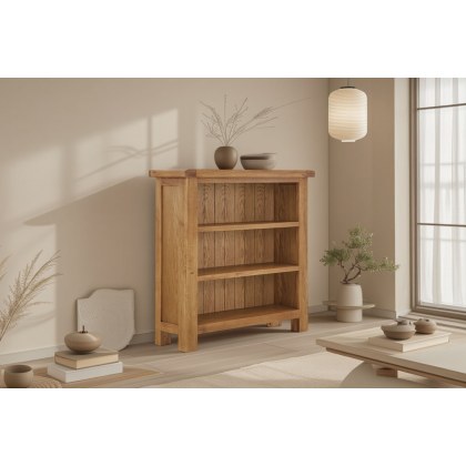 Salisbury Waxed Premium Oak Low Bookcase - Self Assembly Salisbury Waxed Premium Oak Low Bookcase - Self Assembly