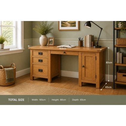 Salisbury Waxed Premium Oak Double Desk Salisbury Waxed Premium Oak Double Desk