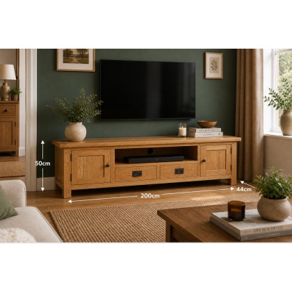 Salisbury Waxed Premium Oak Extra Large Low Line Media Tv Stand Salisbury Waxed Premium Oak Extra Large Low Line Media Tv Stand