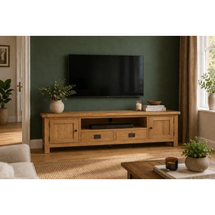 Salisbury Waxed Premium Oak Extra Large Low Line Media Tv Stand Salisbury Waxed Premium Oak Extra Large Low Line Media Tv Stand
