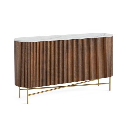 Harvard Reeded Mango Wood Large Sideboard with Marble Top Harvard Reeded Mango Wood Large Sideboard with Marble Top