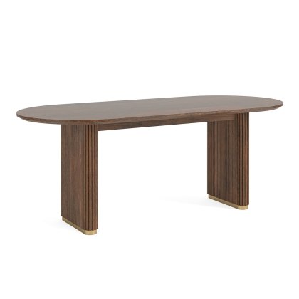 Harvard Reeded Mango Wood Oval Dining Table Harvard Reeded Mango Wood Oval Dining Table