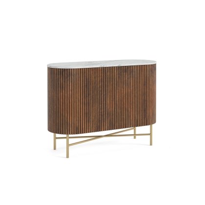 Harvard Reeded Mango Wood Small Sideboard with Marble Top Harvard Reeded Mango Wood Small Sideboard with Marble Top