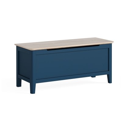 Marlow Oak Painted Navy Blue Storage Blanket Box Marlow Oak Painted Navy Blue Storage Blanket Box