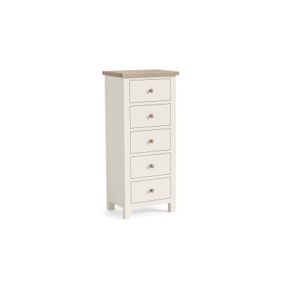 Modern Country Painted Oak Coconut White 5 Drawer Tall Chest of Drawers Modern Country Painted Oak Coconut White 5 Drawer Tall Chest of Drawers