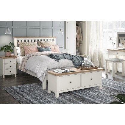 Modern Country Painted Oak Coconut White Bed Frame Modern Country Painted Oak Coconut White Bed Frame