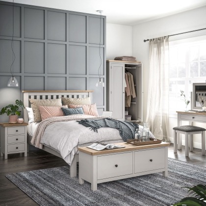 Modern Country Painted Oak Stone Grey Bed Frame Modern Country Painted Oak Stone Grey Bed Frame