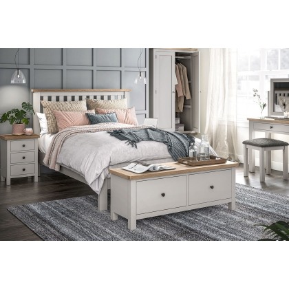 Modern Country Painted Oak Stone Grey Bed Frame Modern Country Painted Oak Stone Grey Bed Frame