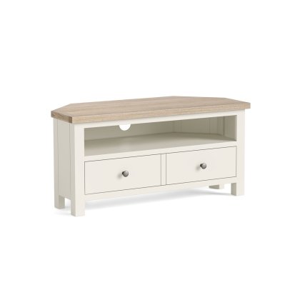 Modern Country Painted Oak Coconut White 100cm Corner TV Unit Modern Country Painted Oak Coconut White 100cm Corner TV Unit