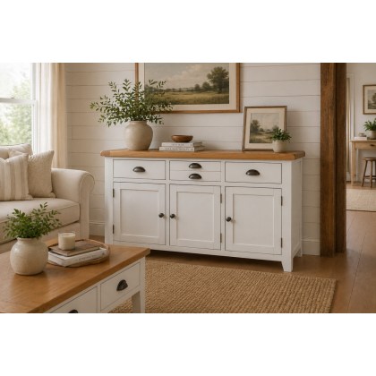 Cotswold White Large 3 Door Sideboard - 137cm Wide Cotswold White Large 3 Door Sideboard - 137cm Wide