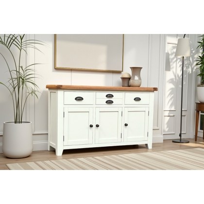 Cotswold White Large 3 Door Sideboard - 137cm Wide Cotswold White Large 3 Door Sideboard - 137cm Wide