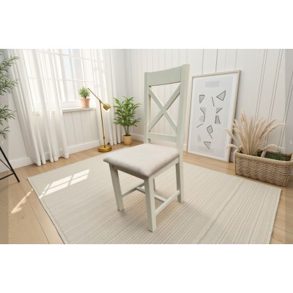Cotswold White Cross Back Fabric Dining Chair Cotswold White Cross Back Fabric Dining Chair