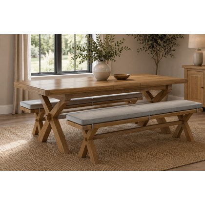 Normandy Chunky Country Oak Cross-Leg Extending Dining Table Normandy Chunky Country Oak Cross-Leg Extending Dining Table