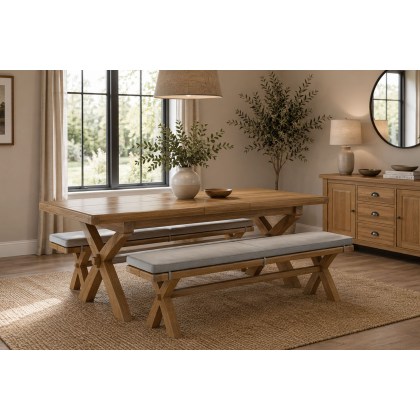 Normandy Chunky Country Oak Cross-Leg Dining Bench Normandy Chunky Country Oak Cross-Leg Dining Bench
