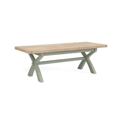 Salcombe Painted Oak Sage Green Cross-Leg Extending Dining Table Salcombe Painted Oak Sage Green Cross-Leg Extending Dining Table