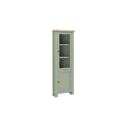 Salcombe Painted Oak Sage Green Corner Display Cabinet Salcombe Painted Oak Sage Green Corner Display Cabinet