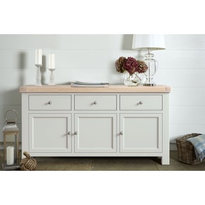 Salcombe Painted Oak Stone Grey Large Sideboard Salcombe Painted Oak Stone Grey Large Sideboard