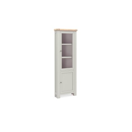 Salcombe Painted Oak Stone Grey Corner Display Cabinet Salcombe Painted Oak Stone Grey Corner Display Cabinet