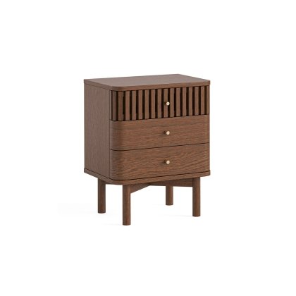 Soho Brown Oak Slatted 3 Drawer Bedside Table Soho Brown Oak Slatted 3 Drawer Bedside Table
