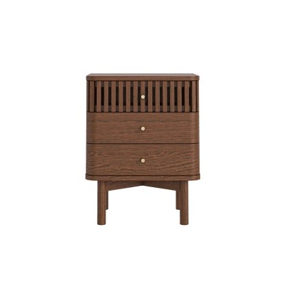 Soho Brown Oak Slatted 3 Drawer Bedside Table Soho Brown Oak Slatted 3 Drawer Bedside Table