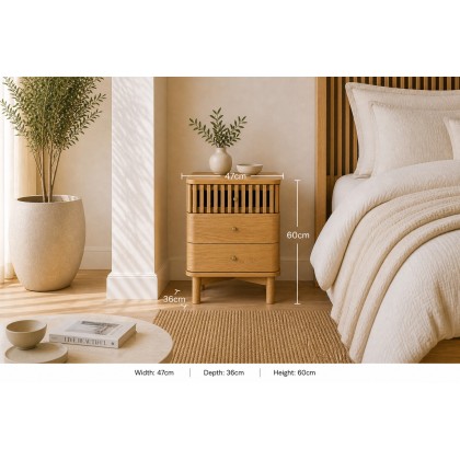 Soho Natural Oak Slatted 3 Drawer Bedside Table Soho Natural Oak Slatted 3 Drawer Bedside Table
