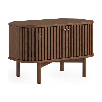 Soho Brown Oak Slatted Corner TV Unit Soho Brown Oak Slatted Corner TV Unit