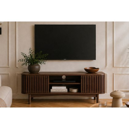 Soho Brown Oak Slatted Small TV Unit Soho Brown Oak Slatted Small TV Unit