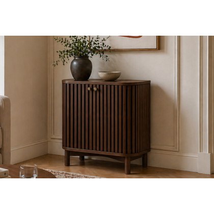 Soho Brown Oak Slatted Cupboard Soho Brown Oak Slatted Cupboard