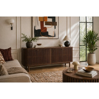 Soho Brown Oak Slatted Large Sideboard Soho Brown Oak Slatted Large Sideboard