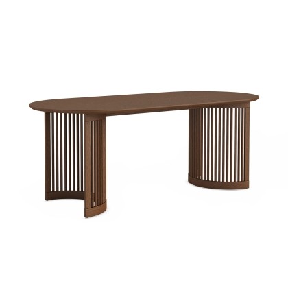 Soho Brown Oak Slatted Oval Dining Table Soho Brown Oak Slatted Oval Dining Table