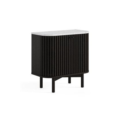 Soho Black Oak Slatted Cupboard with Marble Top Soho Black Oak Slatted Cupboard with Marble Top
