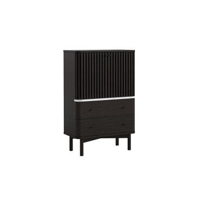 Soho Black Oak Slatted Shoe Cupboard with Marble Top Soho Black Oak Slatted Shoe Cupboard with Marble Top
