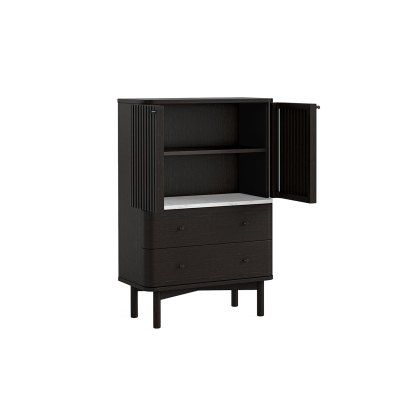 Soho Black Oak Slatted Shoe Cupboard with Marble Top Soho Black Oak Slatted Shoe Cupboard with Marble Top