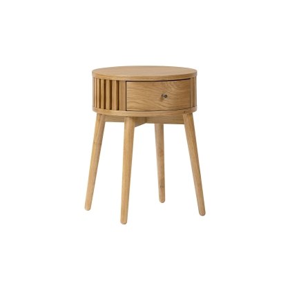 Soho Natural Oak Slatted Round Side Table Soho Natural Oak Slatted Round Side Table