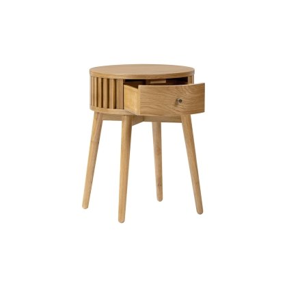 Soho Natural Oak Slatted Round Side Table Soho Natural Oak Slatted Round Side Table