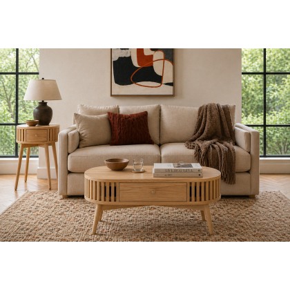 Soho Natural Oak Slatted Oval Coffee Table Soho Natural Oak Slatted Oval Coffee Table