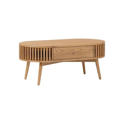 Soho Natural Oak Slatted Oval Coffee Table Soho Natural Oak Slatted Oval Coffee Table