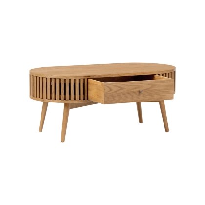 Soho Natural Oak Slatted Oval Coffee Table Soho Natural Oak Slatted Oval Coffee Table