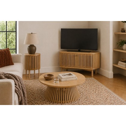 Soho Natural Oak Slatted Corner TV Unit Soho Natural Oak Slatted Corner TV Unit