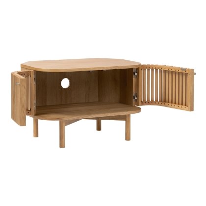 Soho Natural Oak Slatted Corner TV Unit Soho Natural Oak Slatted Corner TV Unit