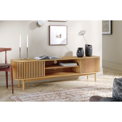 Soho Natural Oak Slatted Large TV Unit Soho Natural Oak Slatted Large TV Unit