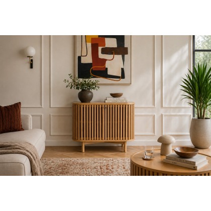 Soho Natural Oak Slatted Small Sideboard Soho Natural Oak Slatted Small Sideboard