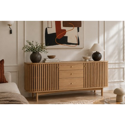 Soho Natural Oak Slatted Sideboard with Drawers Soho Natural Oak Slatted Sideboard with Drawers